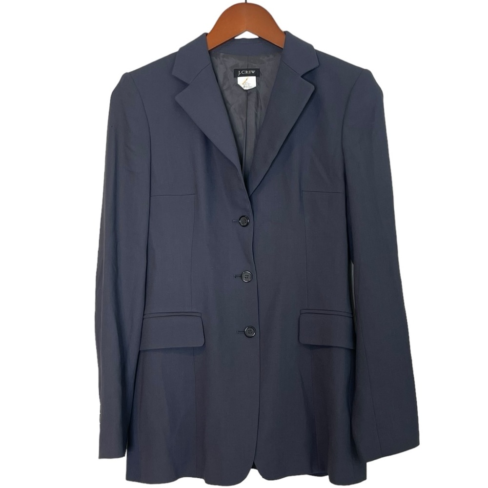 J. Crew 100% Wool Gray Three Button Blazer Womens Size 6 Lightweight Office